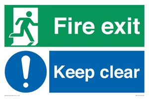 Fire exit Keep clear dual sign